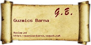 Guzmics Barna névjegykártya